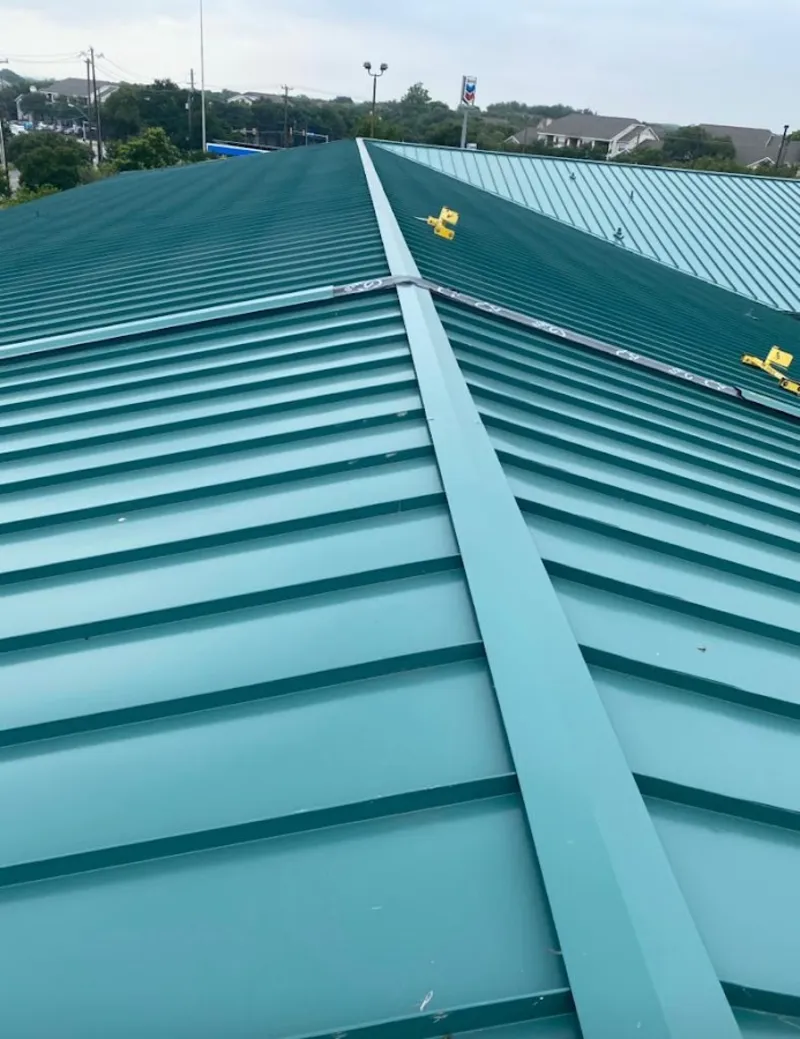 Green commercial metal roof ridge and valley for Metal Roof Repair in Roselle Park